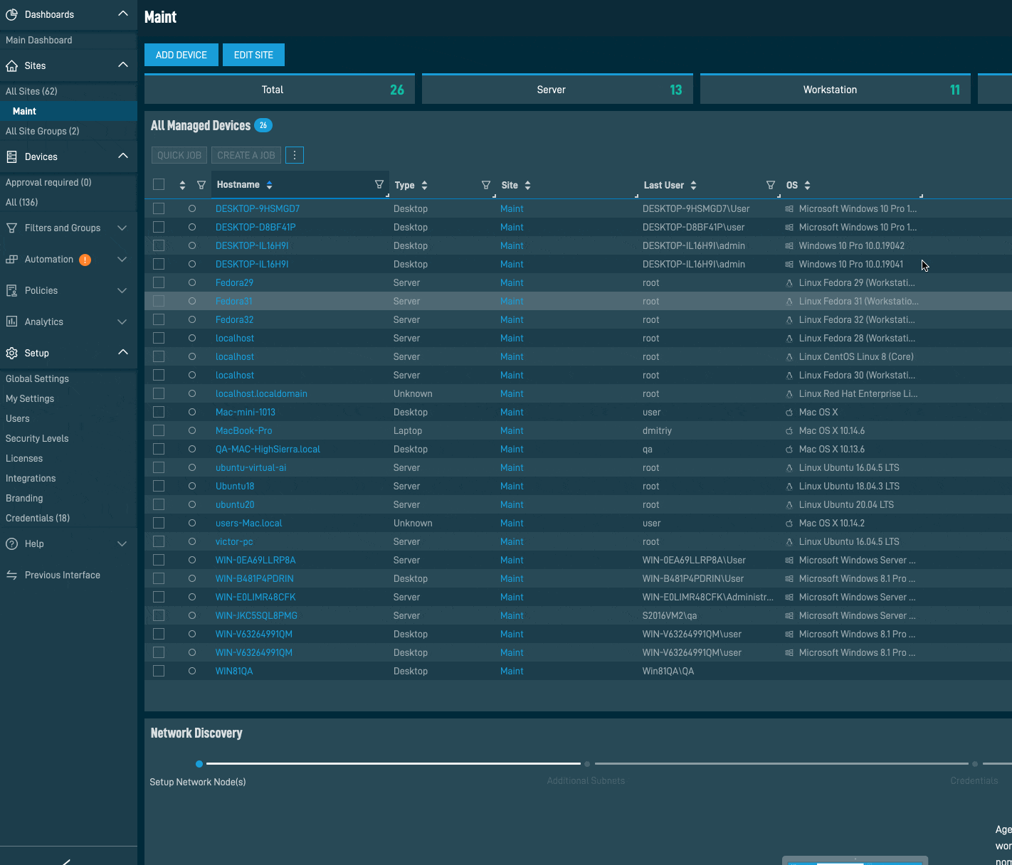 console de supervision